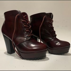 Burgundy leather boots